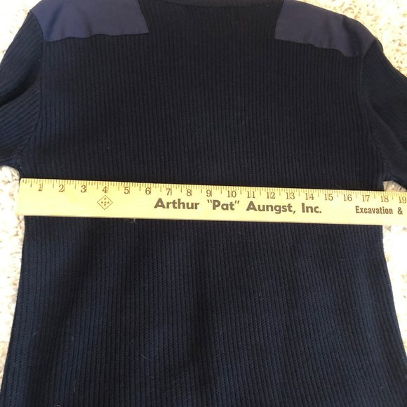 Navy Sweater by Work Wear Vintage Look Sz Med Pullover Crew Neck - Picture 5 of 6